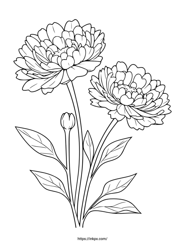 Free Printable Minimalist Marigold Coloring Page