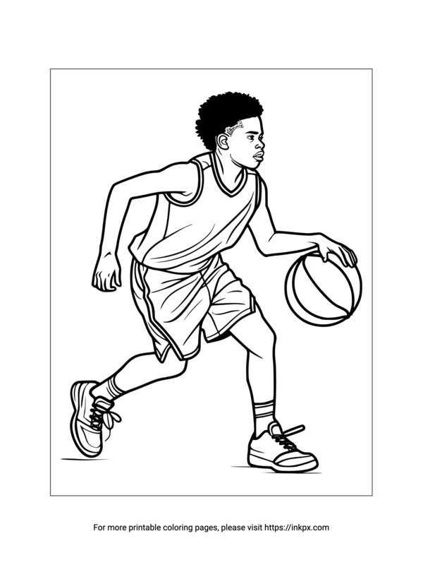 Printable Basketball Player Coloring Page