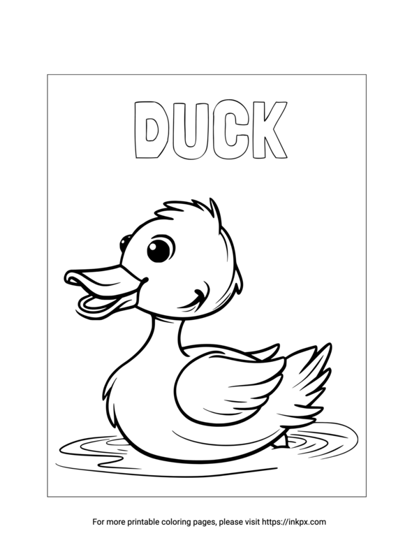 Free Printable Simple Duck Coloring Page