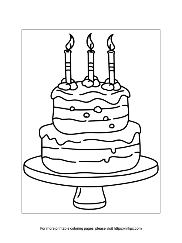 Free Printable Simple Birthday Cake Coloring Page