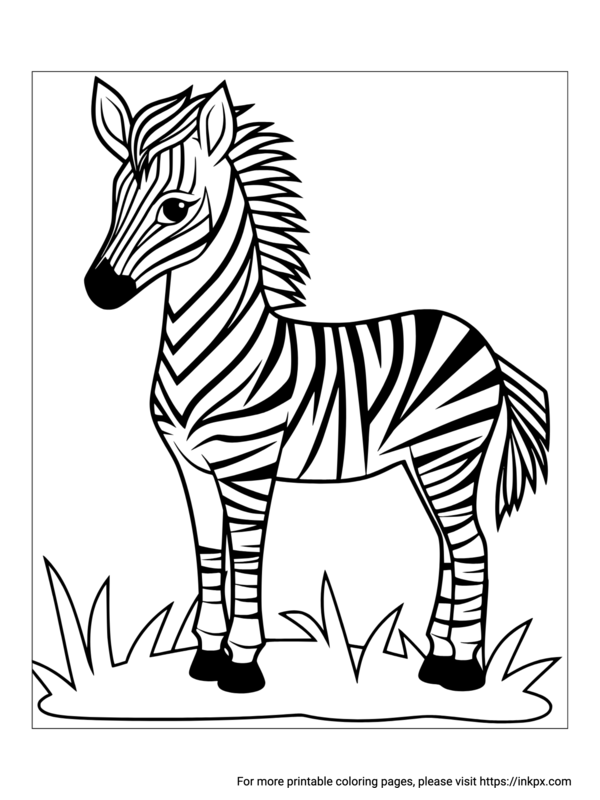 Free Printable Wild Zebra Coloring Page