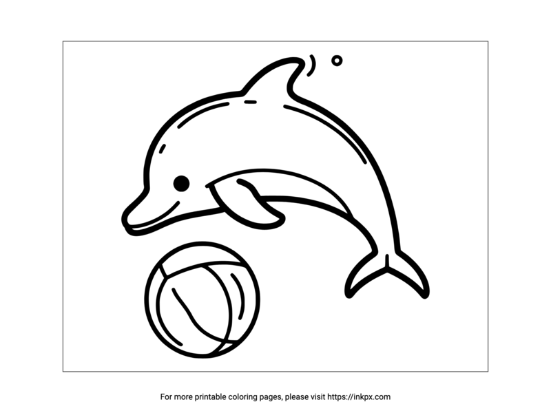 Printable Dolphin & Ball Coloring Sheet