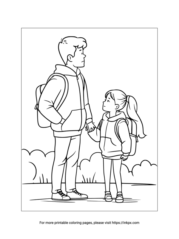 Printable Father & Daughter Coloring Page