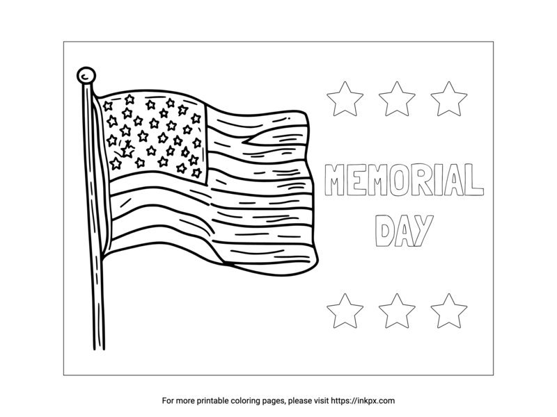 Free Printable USA Flag Memorial Day Coloring Page