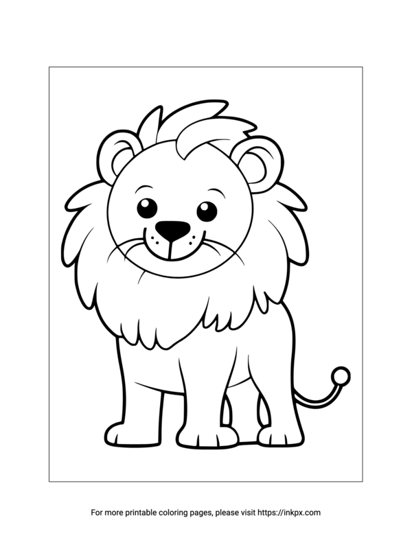 Printable Cartoon Lion Coloring Page