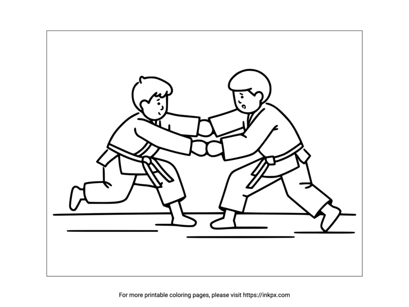 Printable Olympic Judo Coloring Page