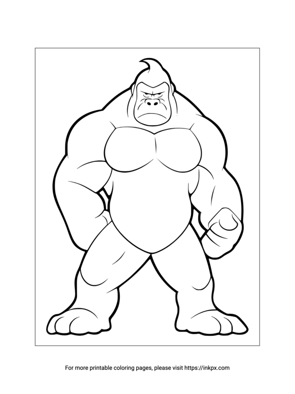 Printable Angry Gorilla Coloring Sheet