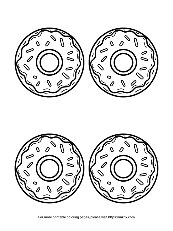 Free Printable Quadruple Donuts Coloring Page