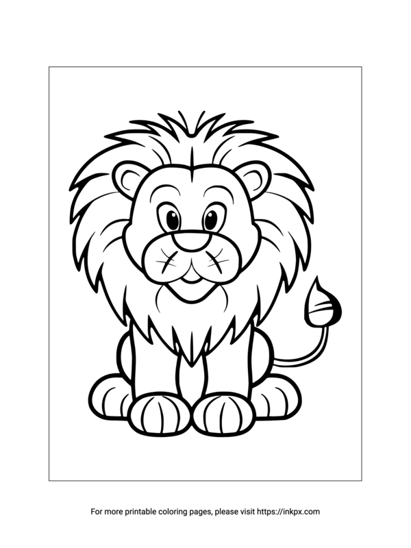 Printable Cute Lion Coloring Page