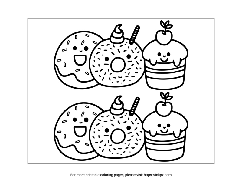 Free Printable Donuts and Ice Cream Coloring Page