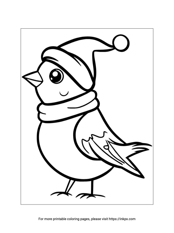 Free Printable Christmas Bird Coloring Page