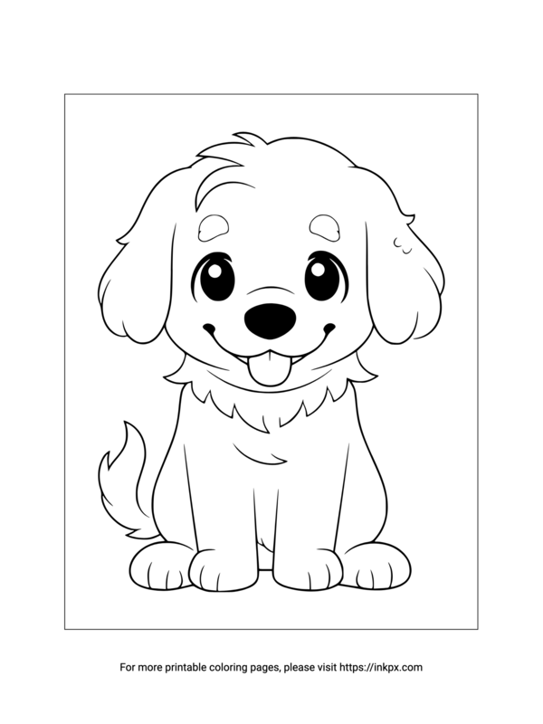 Printable Golden Retriever Puppy Coloring Page