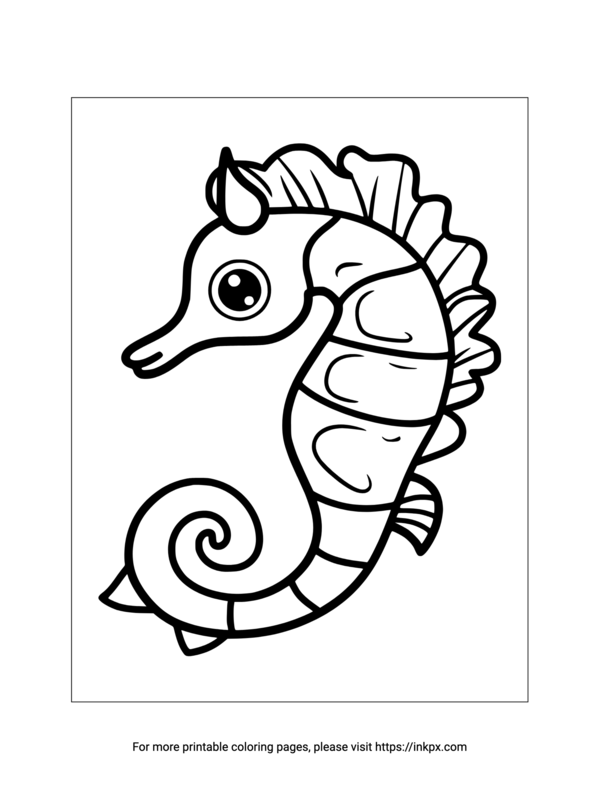 Free Printable Simple Seahorse Coloring Page