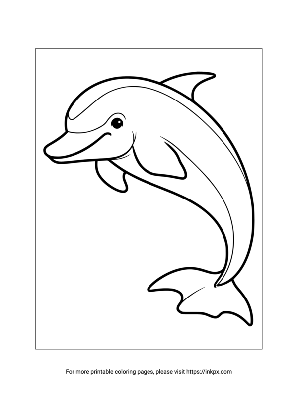 Printable Cartoon Dolphin Coloring Page