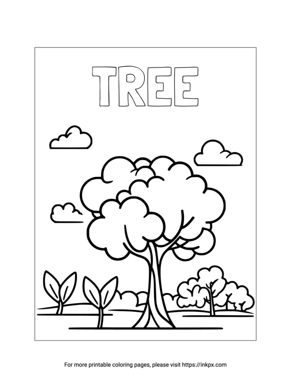 Free Printable Plain Tree Coloring Sheet · InkPx