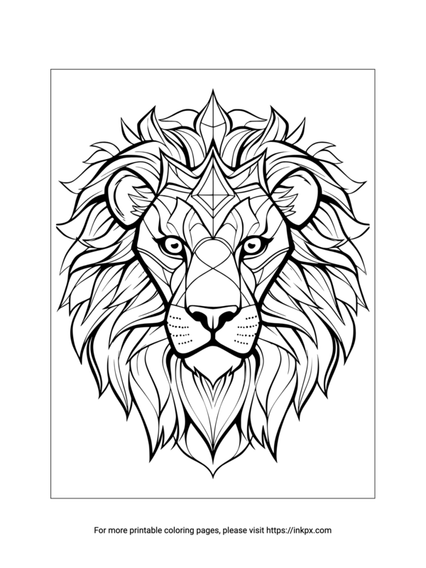 Printable Lion Sculpture Coloring Sheet