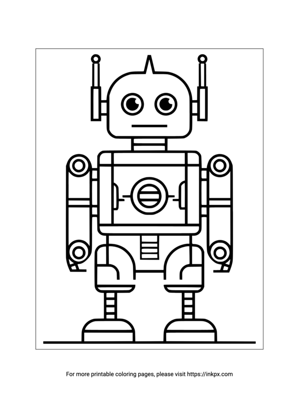 Free Printable Plain Robot Coloring Page