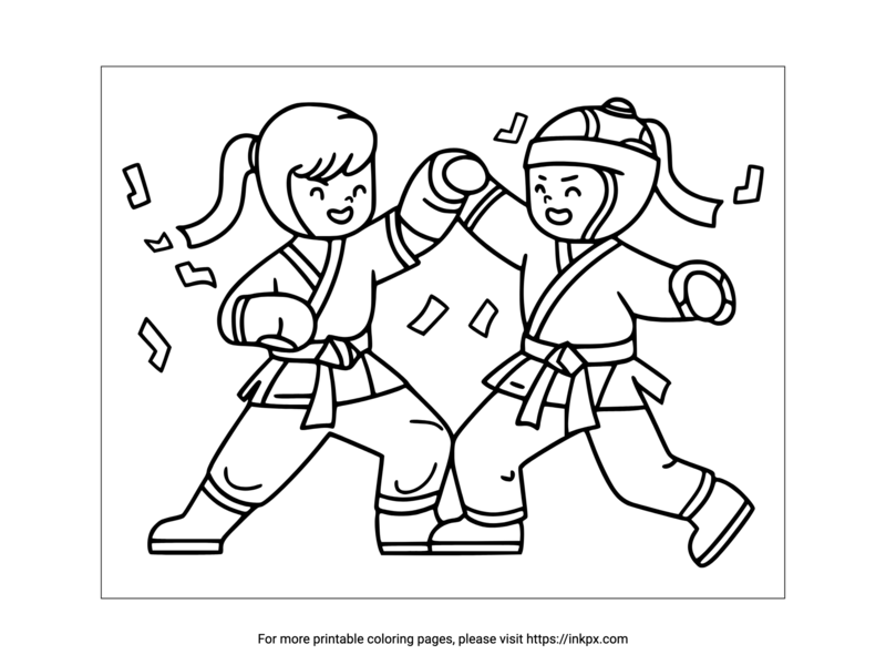 Printable Taekwondo Coloring Page