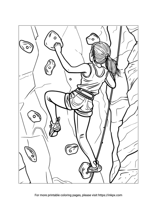 Printable Olympic Sport Climbing Coloring Page