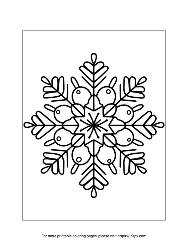 Free Printable Beautiful Snowflake Coloring Page