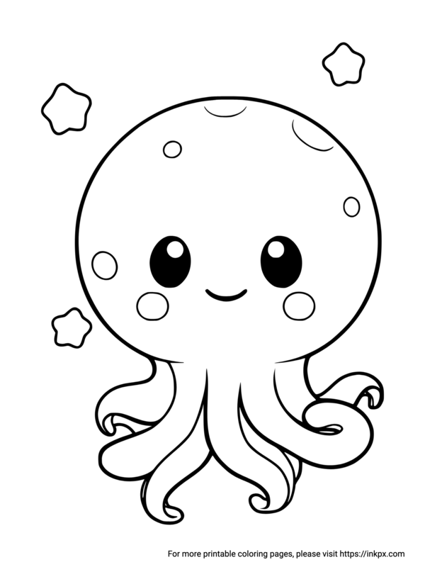 Free Printable Cute Octopus Coloring Page