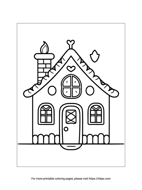 Free Printable Tiny Gingerbread House Coloring Page