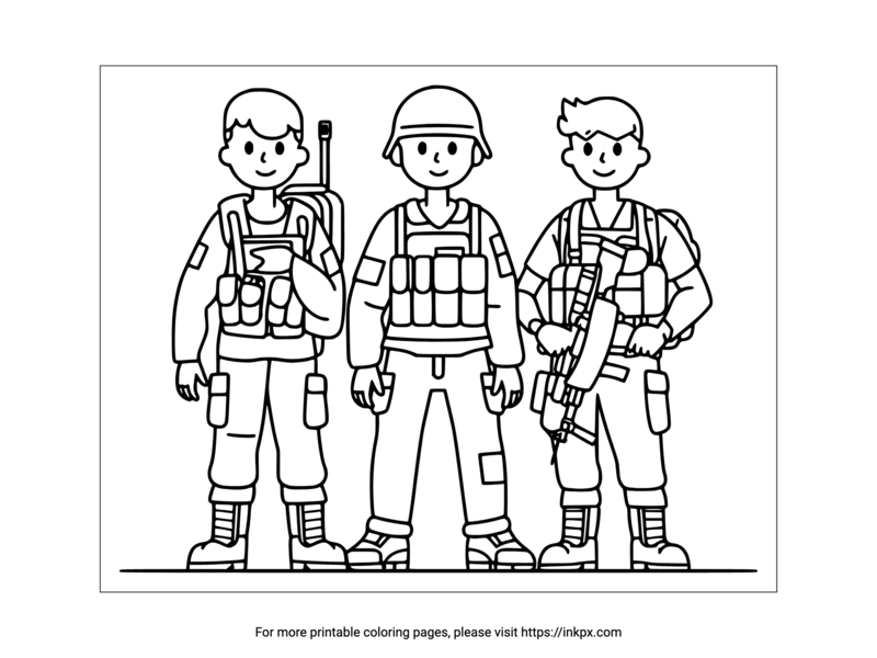 Free Printable US Soldiers Coloring Sheet