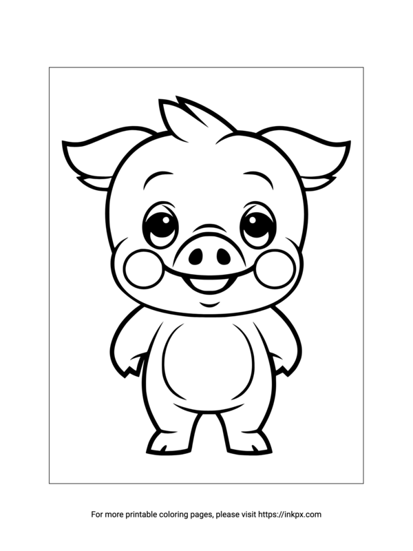 Printable Cartoon Pig Coloring Sheet