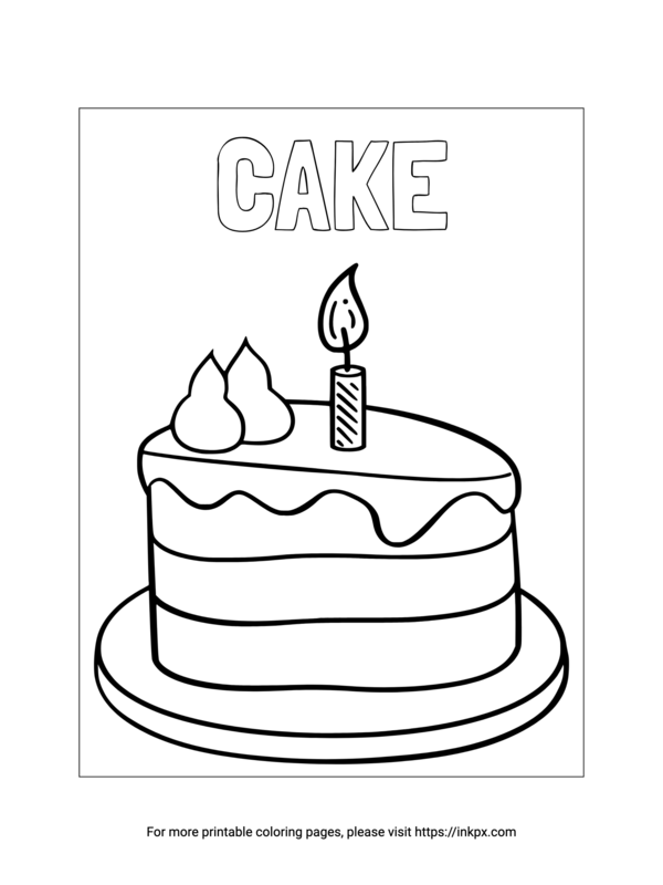 Free Printable Simple Cake Coloring Page