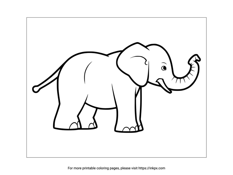 Printable Simple Elephant Coloring Page