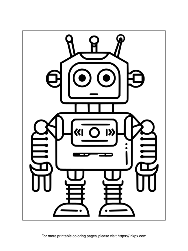 Free Printable Cute Robot Coloring Page