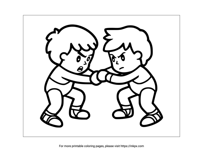 Printable Olympics Wrestling Coloring Page