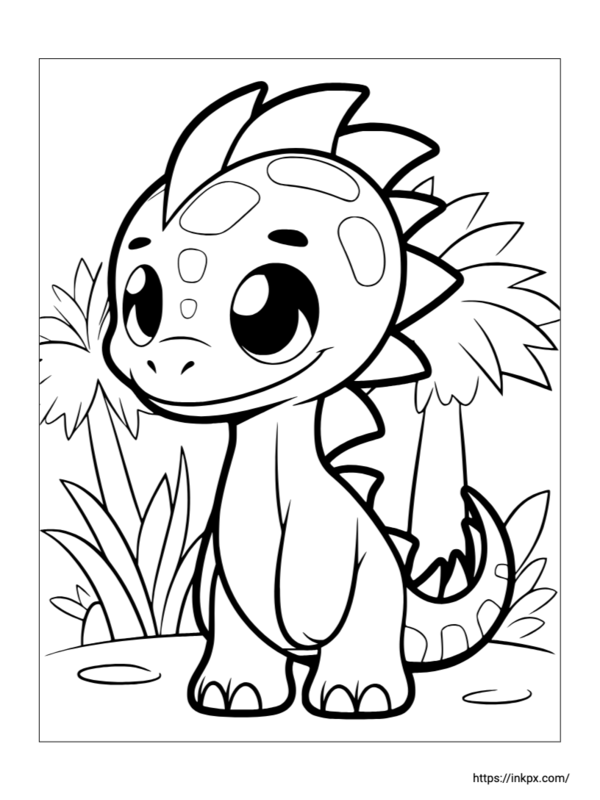 Printable Cute Pachycephalosaurus Dinosaur Coloring Page