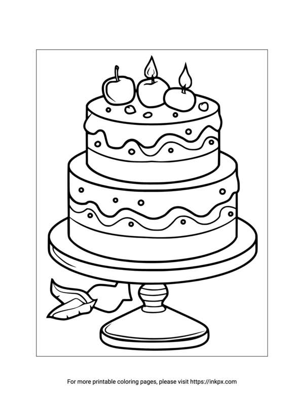 Free Printable Apple Cake Coloring Page