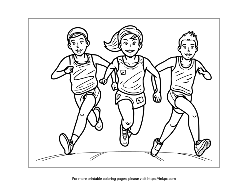 Printable Olympic Track & Field Player Coloring Page