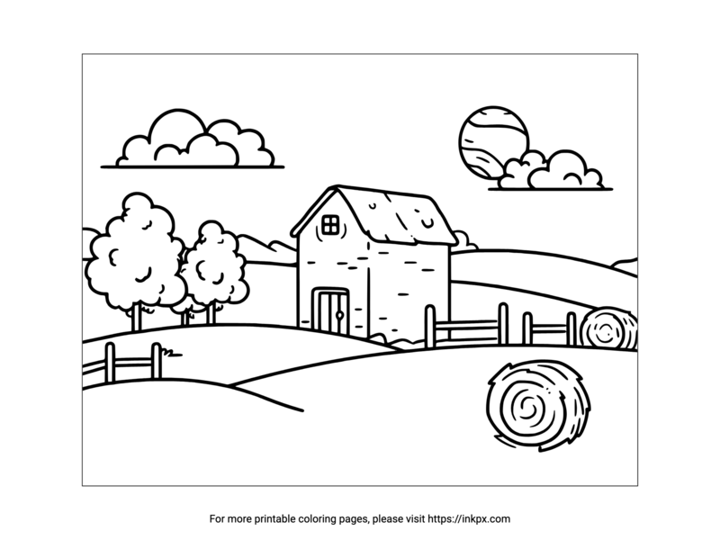 Free Printable Small Farm Coloring Page