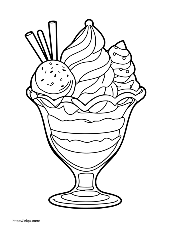 Free Printable Chocolate Ice Cream Coloring Page