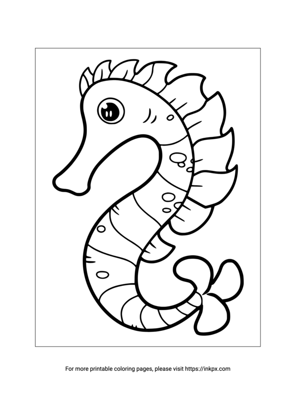 Free Printable Simple Seahorse Coloring Sheet