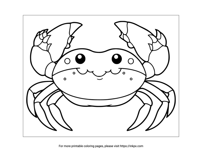 Printable Cartoon Crab Coloring Page