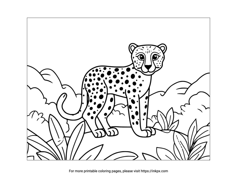 Free Printable Wild Cheetah Coloring Page