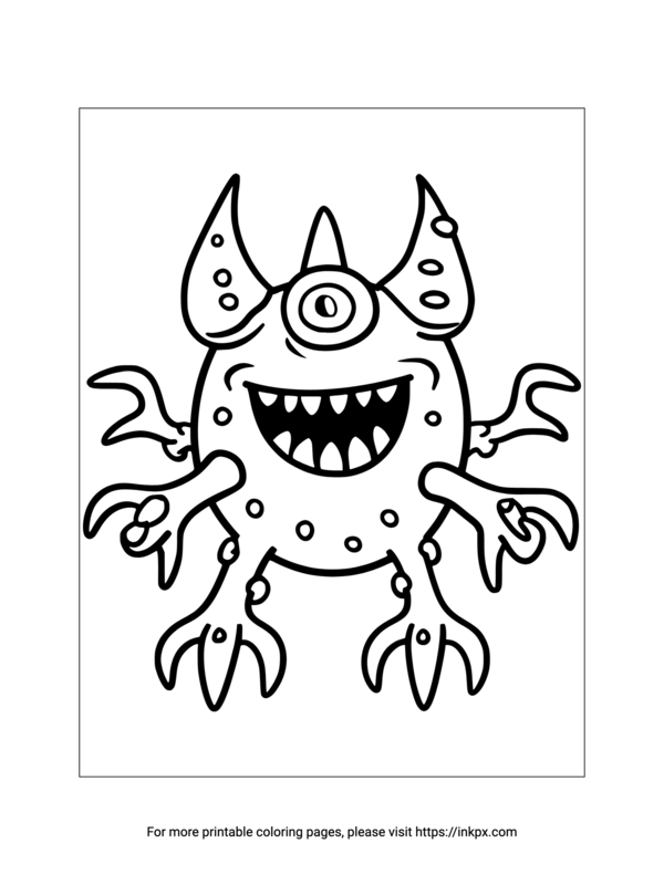 Free Printable Scary Monster Coloring Page