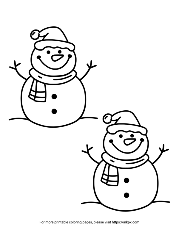 Printable Double Snowmen Coloring Page