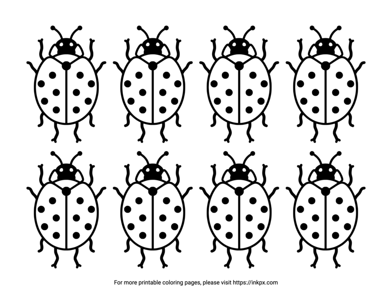 Free Printable Octuple Ladybug Coloring Page