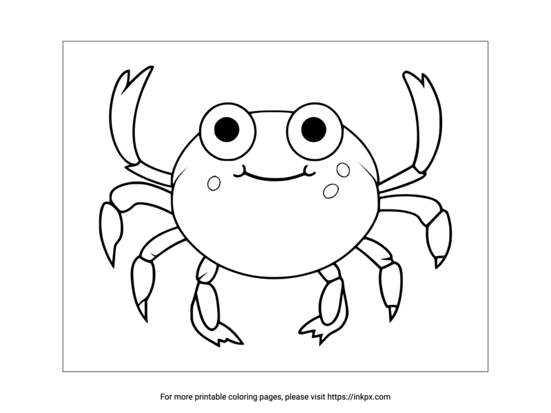 Printable Cute Crab Coloring Page