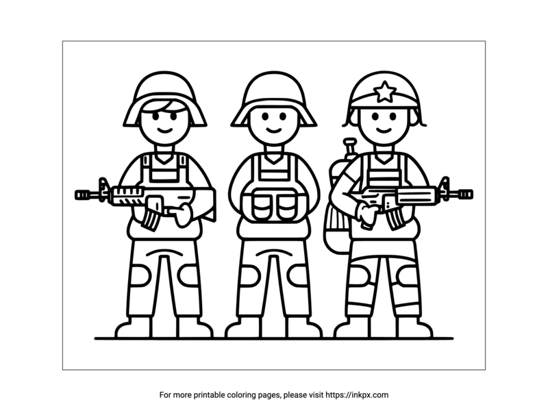 Free Printable US Soldiers Coloring Page