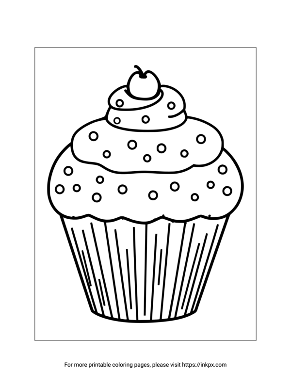 Free Printable Simple Cupcake Coloring Sheet