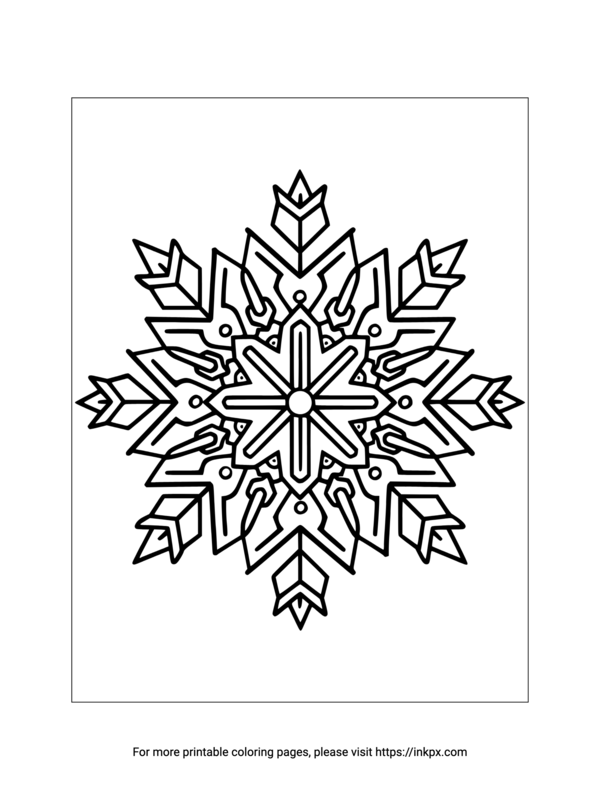 Free Printable Simple Snowflake Coloring Page