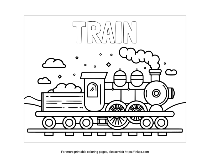 Free Printable Old Steam Train Coloring Sheet