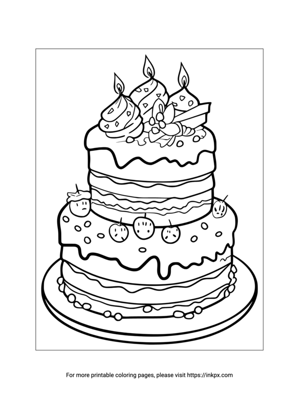 Free Printable Simple Birthday Cake Coloring Sheet