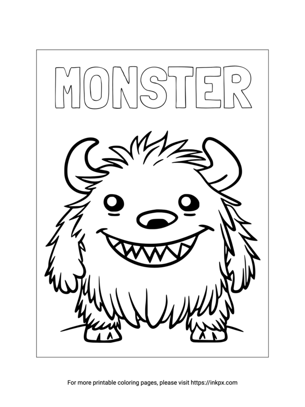 Free Printable Cute Monster Coloring Sheet